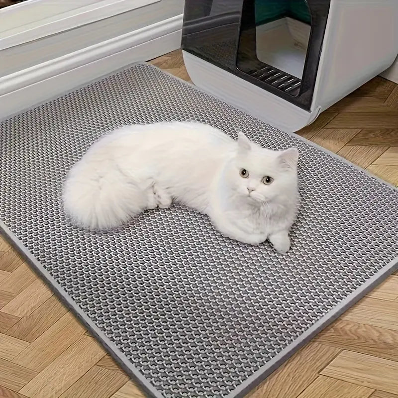 Extra Large Dual-Layer Cat Litter Mat, Litter Box, EVA Material, Anti-Odor, Non-Slip, Easy-Clean, Durable Indoor Mat for Pet Waste Management