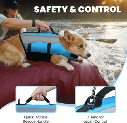 Dog Life Vest Front Float Dog Swim Vest, XXS, Blue | Life Jacket with Chin Float & Handle for Swimming & Boating, High Visibility Adjustable for Doggy Cat Puppy