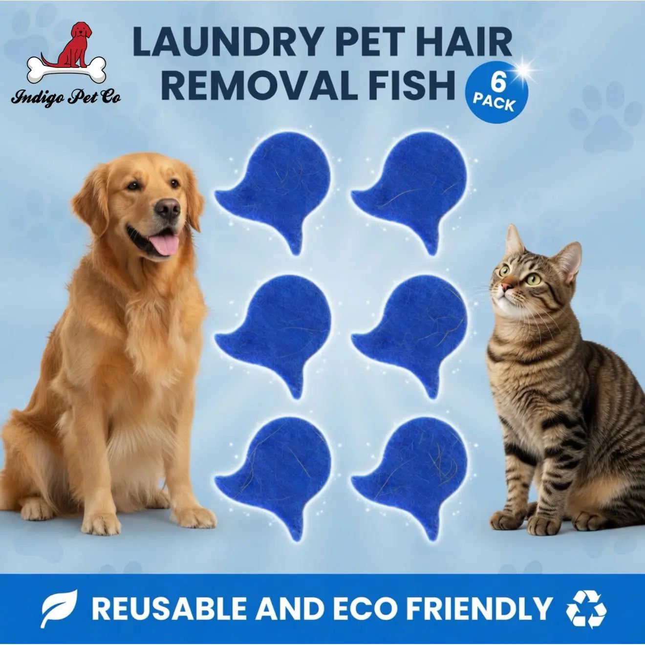 Laundry Pet Hair Removal Fish - 6 Pack