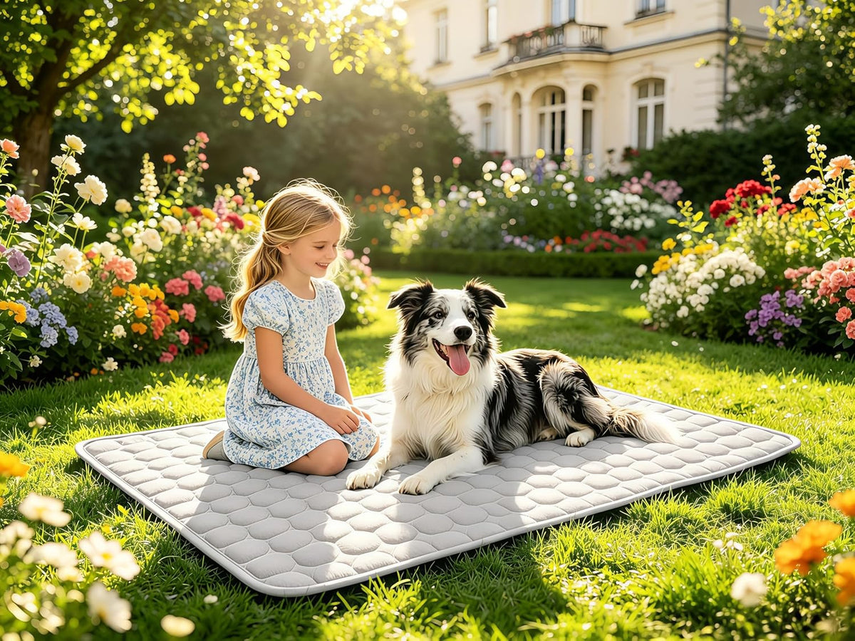 Cooling Mat for Dogs, Arc-Chill Q-Max>0.4 Washable Breathable Pad | Dog Cooling Mat with Non-Slip Base, Non-Toxic Foldable Pad, Fast Heat Release for Indoor Outdoor Car Summer Use