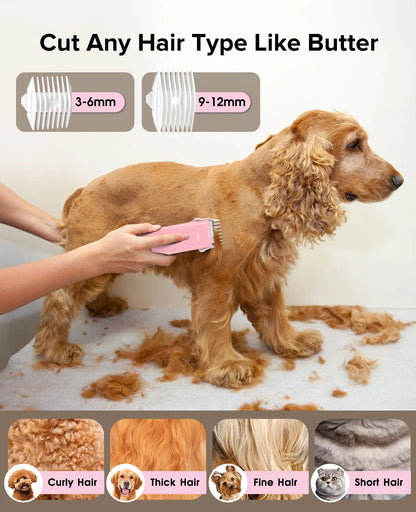 Pet Clippers for Dog Hair Grooming Low Noise, Rechargeable Cordless Cat Shaver with Ceramic Blade,Portable Pet Hair Trimmer for Matted & Long Hair