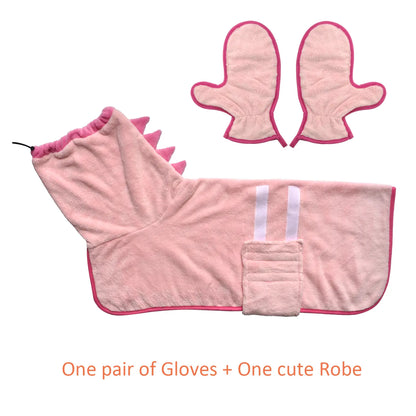 2-Pack Quick-Dry Dog Bathrobe Set, Adjustable Microfiber Pet Robes with Drying Gloves for Bathing and Beach Use Supplies #GLOBAL PICKS