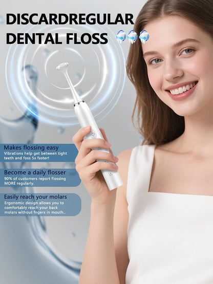 Electric Flosser for Teeth 4 Speeds Reusable- with 50 Replacement Heads | Dentist Recommended Tooth Flossers,Water Flosser Alternative,Rechargeable Dental Floss Picks for Adults,Teenager