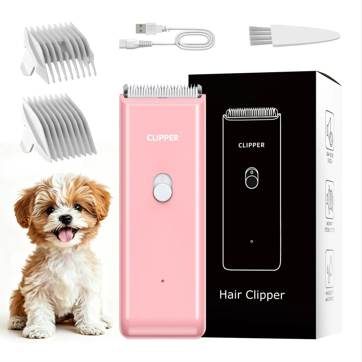 Pet Clippers for Dog Hair Grooming Low Noise, Rechargeable Cordless Cat Shaver with Ceramic Blade,Portable Pet Hair Trimmer for Matted & Long Hair