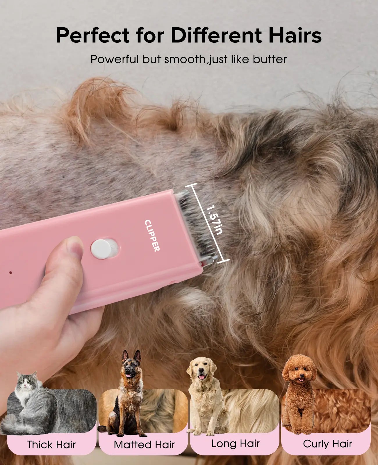 Pet Clippers for Dog Hair Grooming Low Noise, Rechargeable Cordless Cat Shaver with Ceramic Blade,Portable Pet Hair Trimmer for Matted & Long Hair
