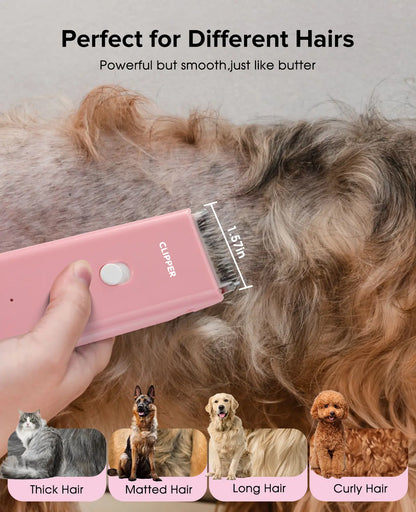 Pet Clippers for Dog Hair Grooming Low Noise, Rechargeable Cordless Cat Shaver with Ceramic Blade,Portable Pet Hair Trimmer for Matted & Long Hair