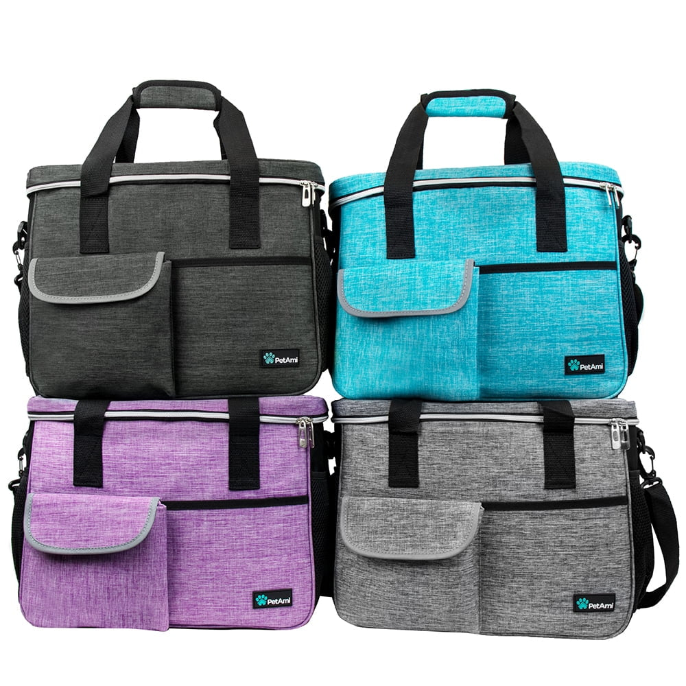 Dog Travel Bag, Travel Pet Bag Organizer, Dog Food Travel Bag with Food Container and Bowls, Dog Travel Supplies Gift Accessories for Weekend Camping, Dog Cat Diaper Bag (Grey, Medium)