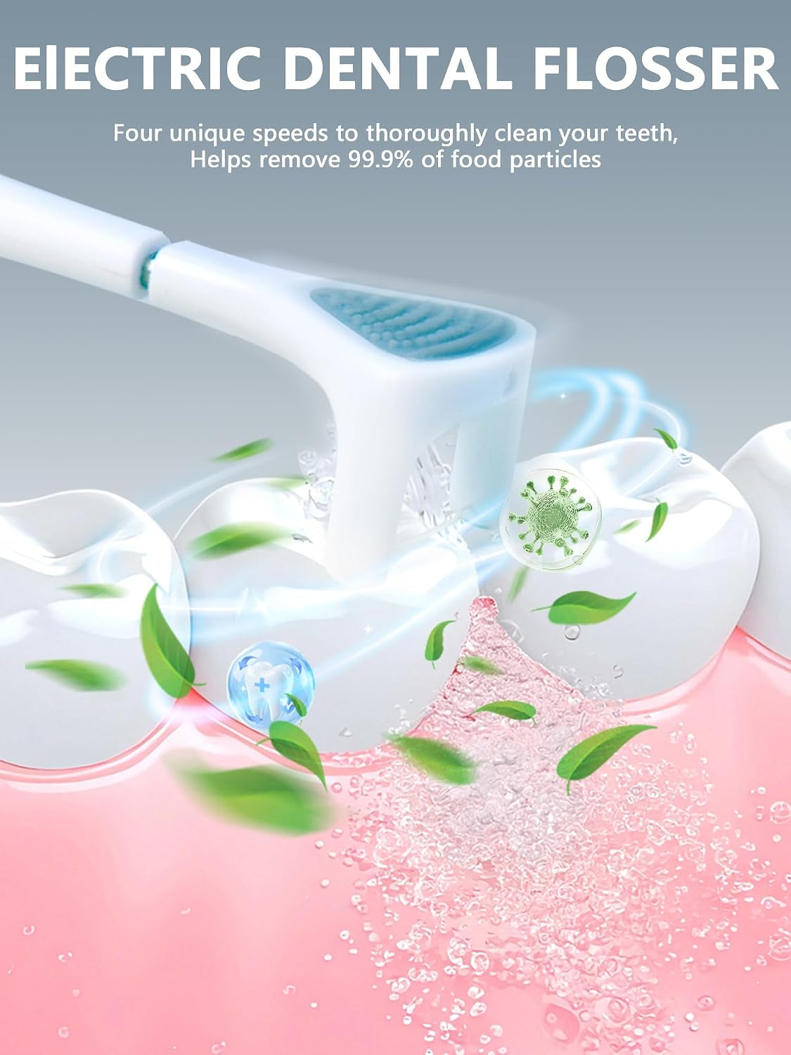Electric Flosser for Teeth 4 Speeds Reusable- with 50 Replacement Heads | Dentist Recommended Tooth Flossers,Water Flosser Alternative,Rechargeable Dental Floss Picks for Adults,Teenager