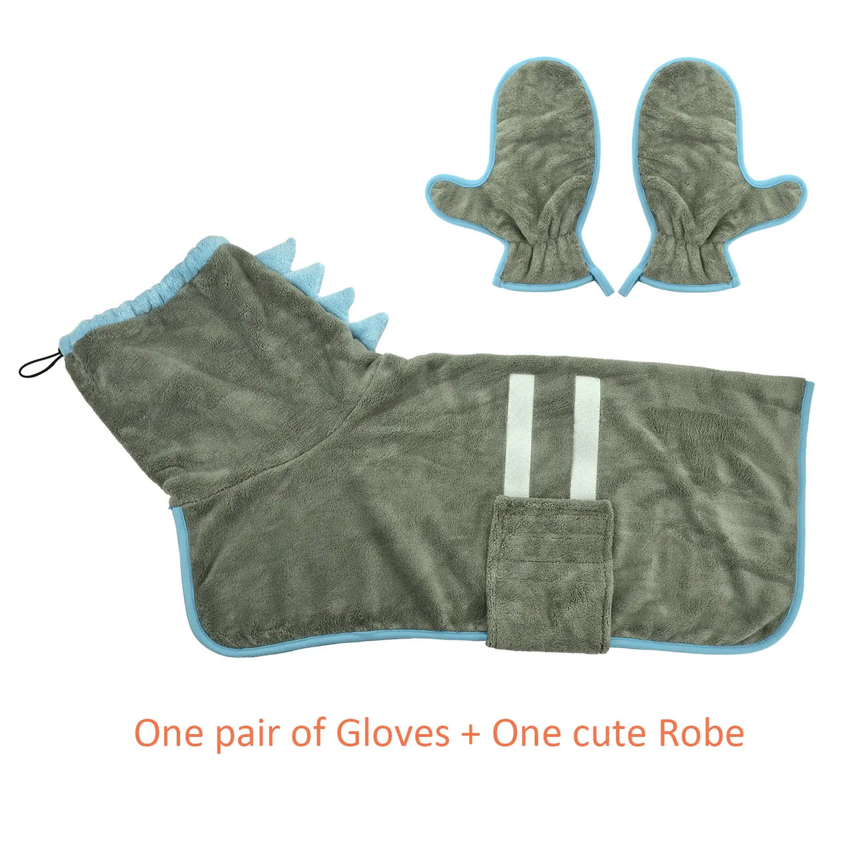 2-Pack Quick-Dry Dog Bathrobe Set, Adjustable Microfiber Pet Robes with Drying Gloves for Bathing and Beach Use Supplies #GLOBAL PICKS