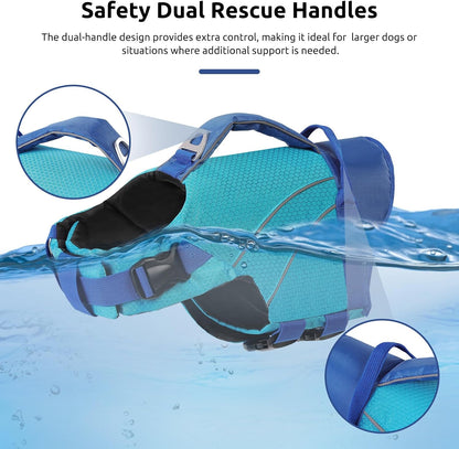 Dogs Life Jackets for Small Dogs, Dog Life Vest for Boating, Lightweight Life Jacket for Pets with Chin Float, Ripstop Puppy Swimming Vest with Superior Buoyancy (Blue,Xs)