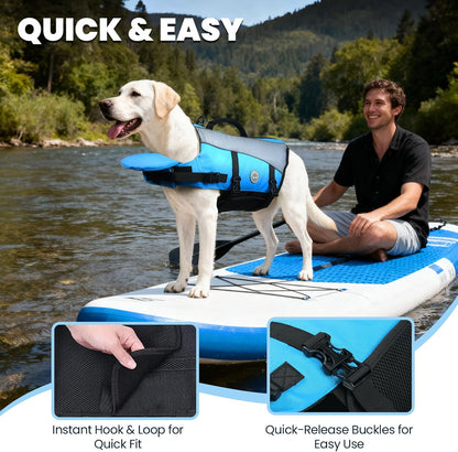 Dog Life Vest Front Float Dog Swim Vest, XXS, Blue | Life Jacket with Chin Float & Handle for Swimming & Boating, High Visibility Adjustable for Doggy Cat Puppy