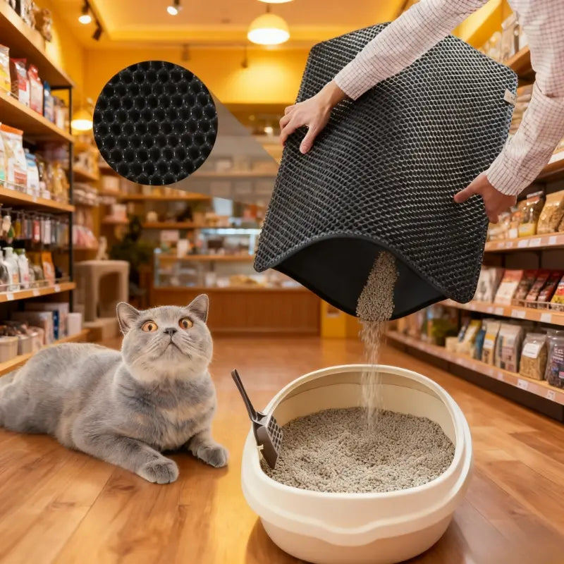 Extra Large Dual-Layer Cat Litter Mat, Litter Box, EVA Material, Anti-Odor, Non-Slip, Easy-Clean, Durable Indoor Mat for Pet Waste Management