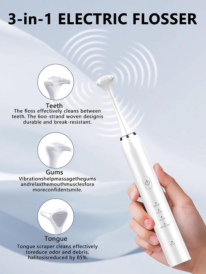 Electric Flosser for Teeth 4 Speeds Reusable- with 50 Replacement Heads | Dentist Recommended Tooth Flossers,Water Flosser Alternative,Rechargeable Dental Floss Picks for Adults,Teenager